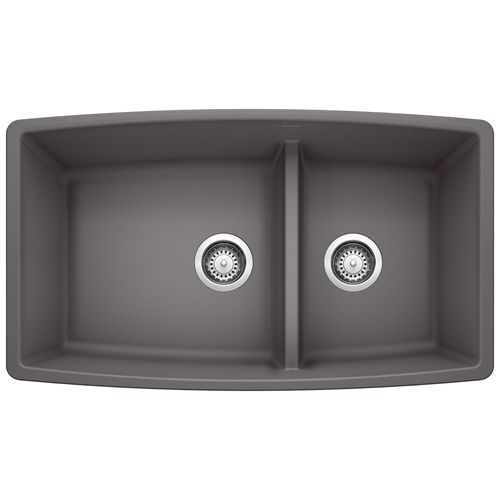 Main product image of Performa SILGRANIT 33" 60/40 Double Bowl Undermount Kitchen Sink with Low Divide - Cinder, 441474