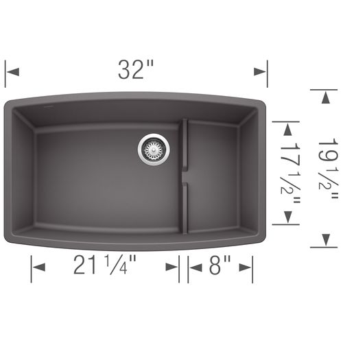 Main product image of Performa Cascade SILGRANIT 32" Single Bowl Undermount Kitchen Sink with Colander - Cinder, 441476