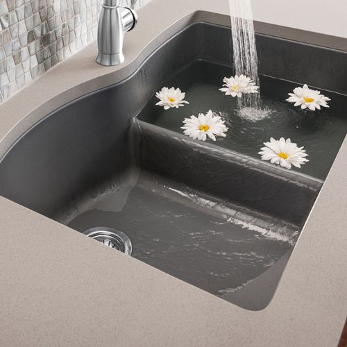 Main product image of Diamond SILGRANIT 32" 60/40 Double Bowl Undermount Kitchen Sink with Low Divide - Cinder, 441591
