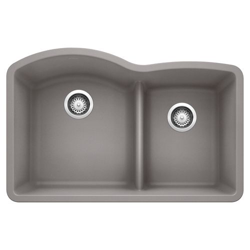Main product image of Diamond SILGRANIT 32" 60/40 Double Bowl Undermount Kitchen Sink with Low Divide - Metallic Gray, 441592