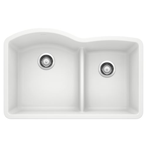 Main product image of Diamond SILGRANIT 32" 60/40 Double Bowl Undermount Kitchen Sink with Low Divide - White, 441593