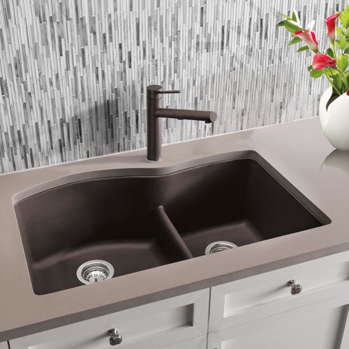 Main product image of Diamond SILGRANIT 32" 60/40 Double Bowl Undermount Kitchen Sink with Low Divide - Café, 441597