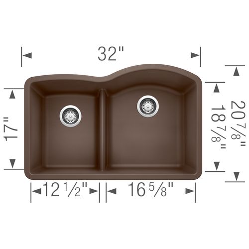 Main product image of Diamond SILGRANIT 32" 40/60 Reverse Double Bowl Undermount Kitchen Sink with Low Divide - Café, 441609
