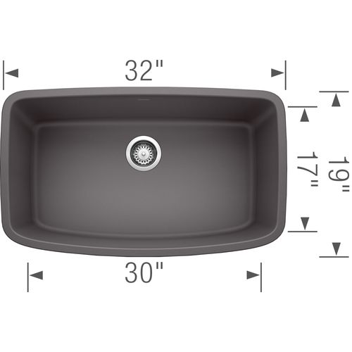 Main product image of Valea SILGRANIT 32" Super Single Undermount Kitchen Sink - Cinder, 441611