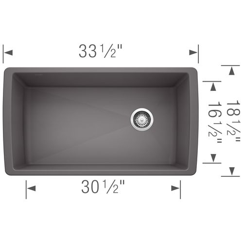 Main product image of Diamond SILGRANIT 33" Super Single Undermount Kitchen Sink - Cinder, 441764