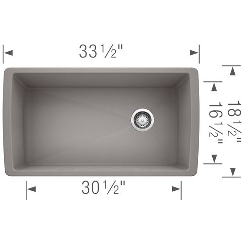 Main product image of Diamond SILGRANIT 33" Super Single Undermount Kitchen Sink - Metallic Gray, 441770
