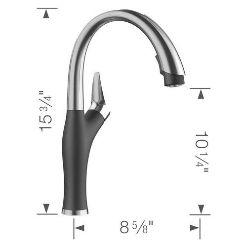Main product image of Artona Pull-Down Dual-Spray Kitchen Faucet - PVD Steel/Anthracite, 442031