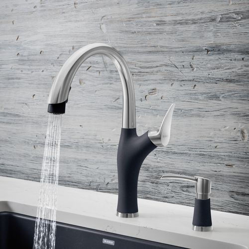 Main product image of Artona Pull-Down Dual-Spray Kitchen Faucet - PVD Steel/Anthracite, 442031