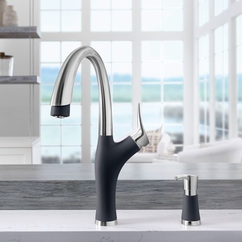 Main product image of Artona Pull-Down Dual-Spray Kitchen Faucet - PVD Steel/Anthracite, 442031