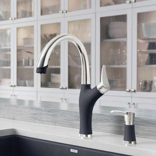 Main product image of Artona Pull-Down Dual-Spray Kitchen Faucet - PVD Steel/Anthracite, 442031