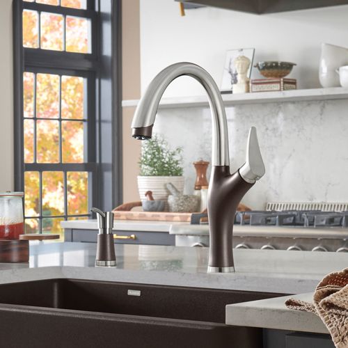 Main product image of Artona Pull-Down Dual-Spray Kitchen Faucet - PVD Steel/Café, 442032