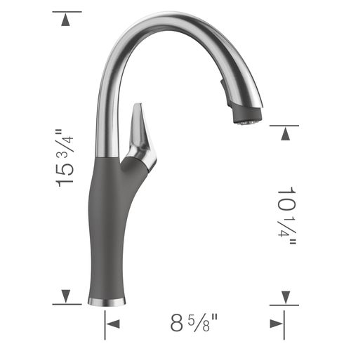 Main product image of Artona Pull-Down Dual-Spray Kitchen Faucet - PVD Steel/Cinder, 442033