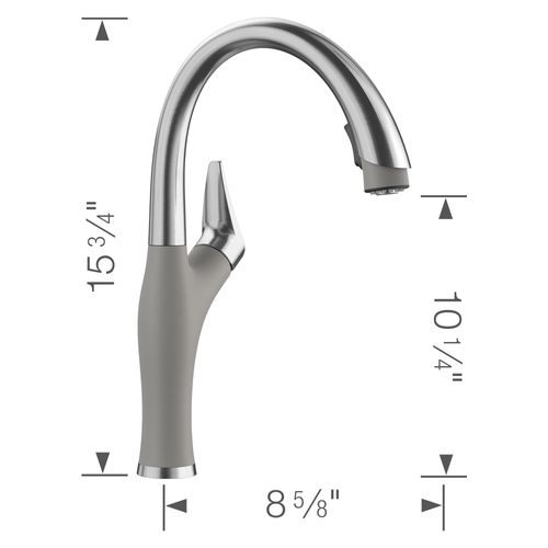 Main product image of Artona Pull-Down Dual-Spray Kitchen Faucet - PVD Steel/Metallic Gray, 442034, 442034-BLANCO
