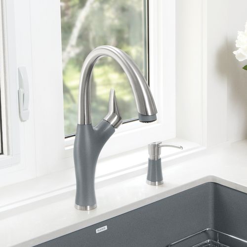 Main product image of Artona Pull-Down Dual-Spray Kitchen Faucet - PVD Steel/Metallic Gray, 442034, 442034-BLANCO