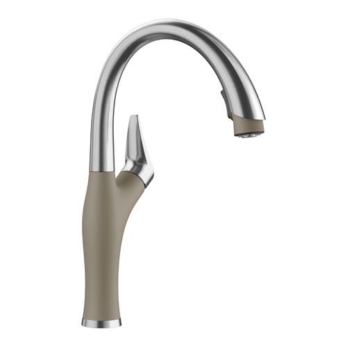 Main product image of Artona Pull-Down Dual-Spray Kitchen Faucet - PVD Steel/Truffle, 442035, 442035-BLANCO