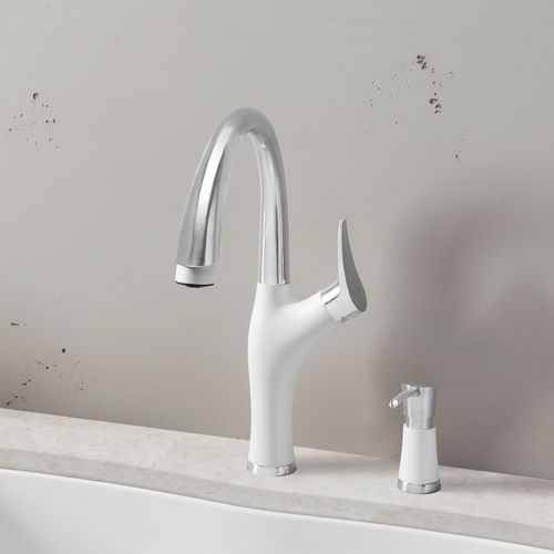 Main product image of Artona Pull-Down Dual-Spray Kitchen Faucet (PVD Steel White), 442036-BLANCO