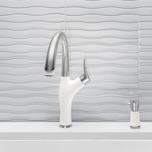 Main product image of Artona Pull-Down Dual-Spray Kitchen Faucet (PVD Steel White), 442036-BLANCO