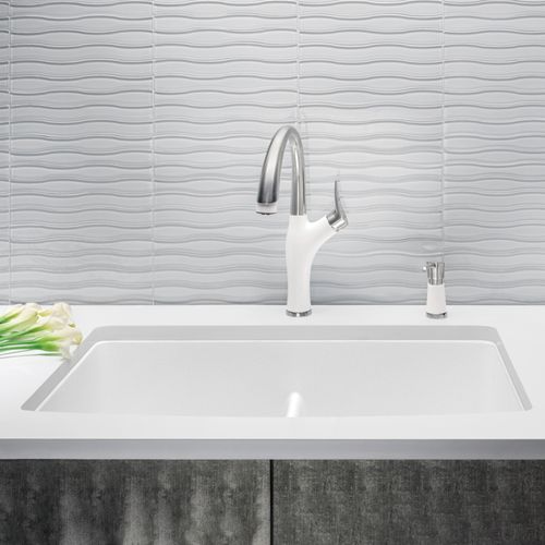 Main product image of Diamond SILGRANIT 32" 50/50 Double Bowl Undermount Kitchen Sink with Low Divide - White, 442074