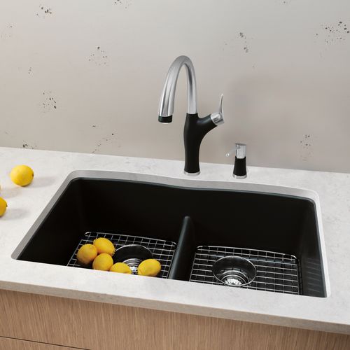 Main product image of Diamond SILGRANIT 32" 50/50 Double Bowl Undermount Kitchen Sink with Low Divide - Anthracite, 442075