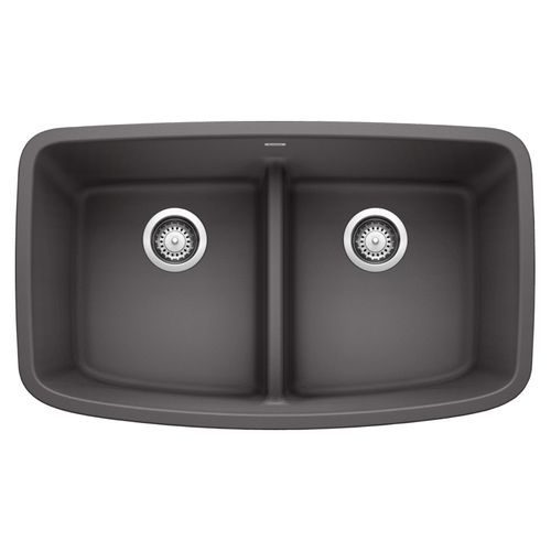 Main product image of Valea 32" x 19" Equal Double Kitchen Sink w/ Low Divide (Cinder)