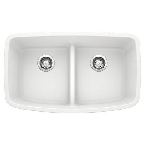 Main product image of Valea 32" x 19" Equal Double Kitchen Sink w/ Low Divide (White)