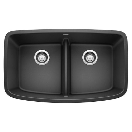 Main product image of Valea 32" x 19" Equal Double Kitchen Sink w/ Low Divide (Anthracite)