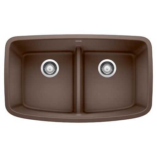 Main product image of Valea SILGRANIT 32" 50/50 Double Bowl Undermount Kitchen Sink w/ Low Divide, 442203 (Cafe)