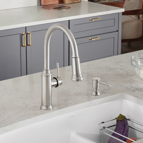 Main product image of Empressa High Arc Pull-Down Dual-Spray Kitchen Faucet - PVD Steel, 442500