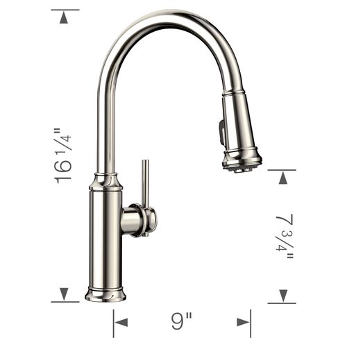 Main product image of Empressa High Arc Pull-Down Dual-Spray Kitchen Faucet (Polished Nickel)