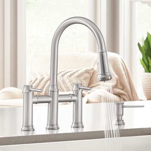 Main product image of Empressa Pull-Down Dual-Spray Bridge Faucet - PVD Steel, 442505