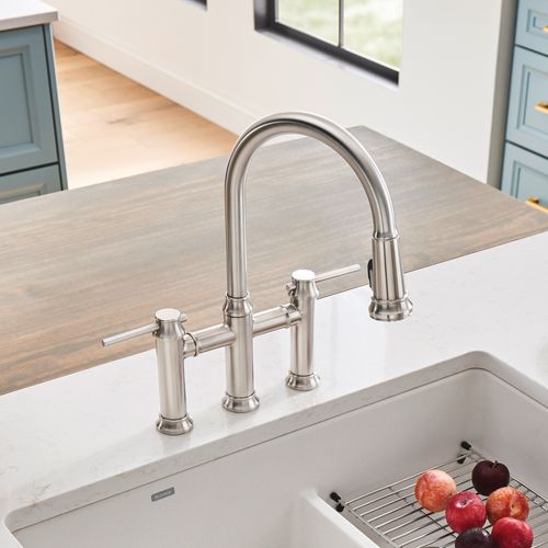 Main product image of Empressa Pull-Down Dual-Spray Bridge Faucet - PVD Steel, 442505