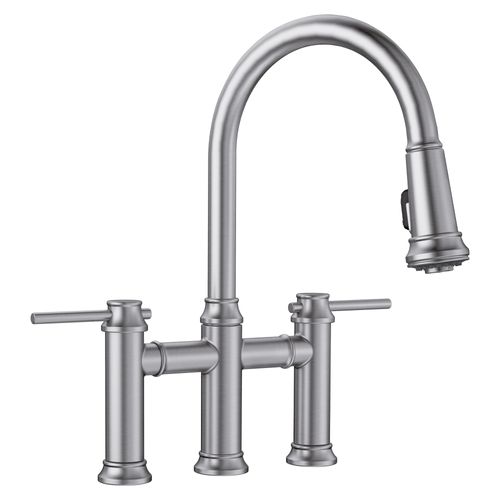 Main product image of Empressa Pull-Down Dual-Spray Bridge Faucet - PVD Steel, 442505