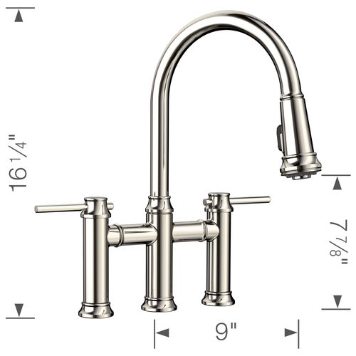 Main product image of Empressa Pull-Down Dual-Spray Bridge Faucet - Polished Nickel, 442506