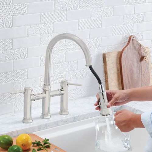 Main product image of Empressa Pull-Down Dual-Spray Bridge Faucet - Polished Nickel, 442506