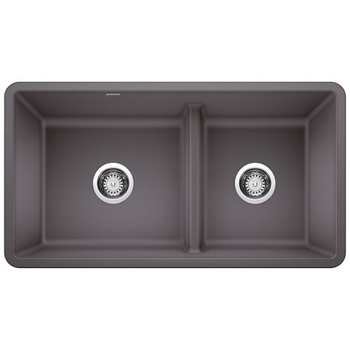 Main product image of Precis SILGRANIT 33" 60/40 Reversible Double Bowl Undermount Kitchen Sink with Low Divide - Cinder, 442521