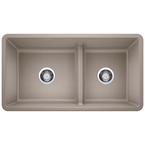Main product image of Precis SILGRANIT 33" 60/40 Reversible Double Bowl Undermount Kitchen Sink with Low Divide - Truffle, 442522