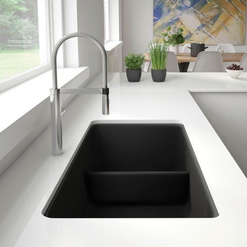 Main product image of Precis SILGRANIT 33" 60/40 Reversible Double Bowl Undermount Kitchen Sink with Low Divide - Anthracite, 442525