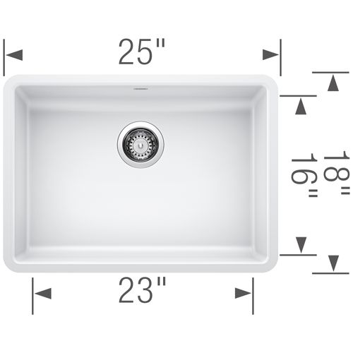 Main product image of Precis SILGRANIT 25" ADA Single Bowl Undermount Kitchen Sink - White, 442542