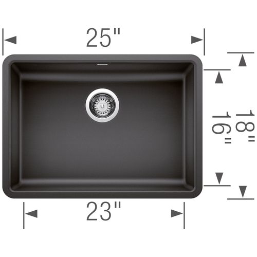 Main product image of Precis SILGRANIT 25" ADA Single Bowl Undermount Kitchen Sink - Anthracite, 442543