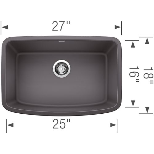 Main product image of Valea SILGRANIT 27" Single Bowl Undermount Kitchen Sink - Cinder, 442548