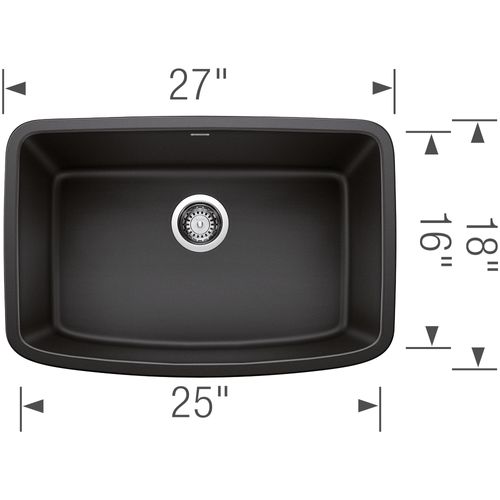 Main product image of Valea SILGRANIT 27" Single Bowl Undermount Kitchen Sink - Anthracite, 442552