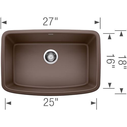 Main product image of Valea SILGRANIT 27" Single Bowl Undermount Kitchen Sink - Café, 442555