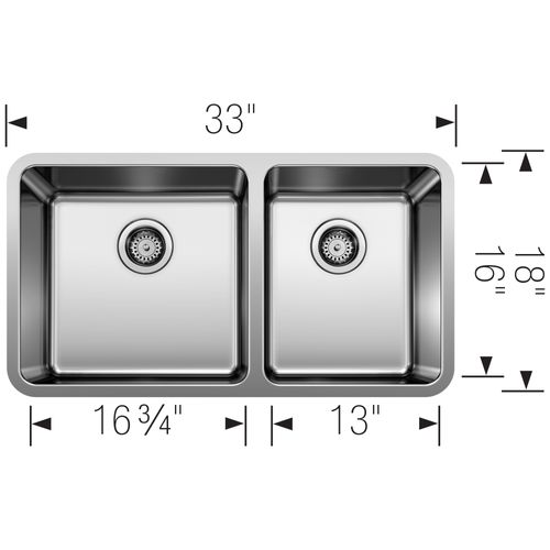 Main product image of Formera 33" 60/40 Double Bowl Undermount Stainless Steel Kitchen Sink