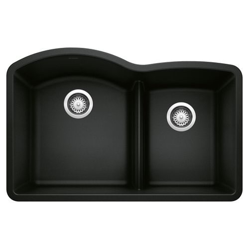 Main product image of Diamond SILGRANIT 32" 60/40 Double Bowl Undermount Kitchen Sink with Low Divide - Coal Black, 442910