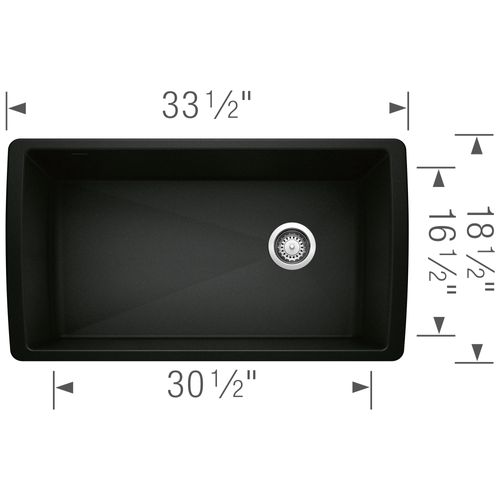 Main product image of Diamond SILGRANIT 33" Super Single Undermount Kitchen Sink - Coal Black, 442916