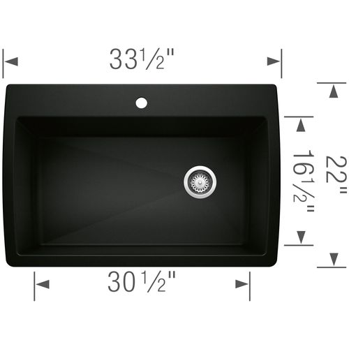 Main product image of Diamond SILGRANIT 33.5" Super Single Dual Mount Kitchen Sink - Coal Black, 442917