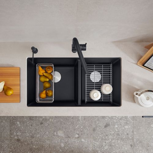 Main product image of Precis SILGRANIT 33" 60/40 Double Bowl Undermount Kitchen Sink - Coal Black, 442926