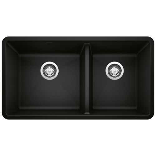 Main product image of Precis SILGRANIT 33" 60/40 Double Bowl Undermount Kitchen Sink - Coal Black, 442926