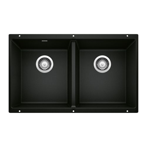 Main product image of Precis SILGRANIT 29" 50/50 Double Bowl Undermount Kitchen Sink - Coal Black, 442927