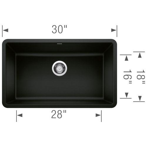 Main product image of Precis SILGRANIT 30" Single Bowl Undermount Kitchen Sink - Coal Black, 442931